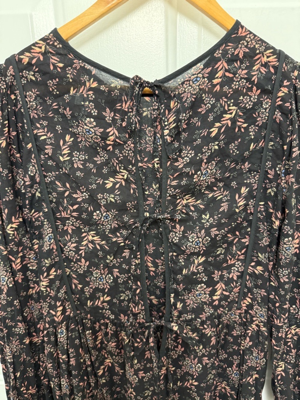 Madewell Christy Dawn Tallulah Tie Back Black Floral Midi Dress Size Small - Picture 8 of 10